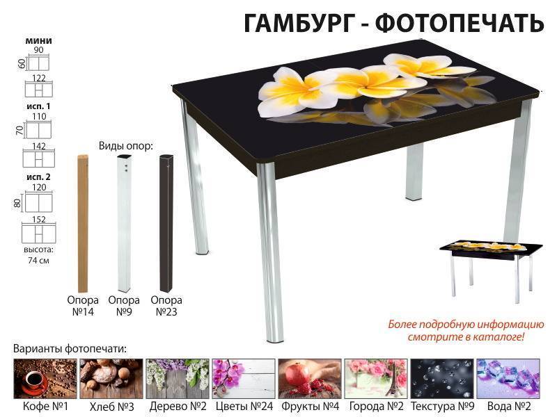 стол обеденный гамбург фотопечать в Томске