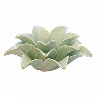 подсвечник керамический в виде лотоса с золотыми лепестками flower lotus pale green medium, 12 см в Томске