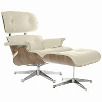 кресло eames style lounge chair & ottoman кремовое в Томске