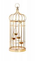 подсвечник-фонарь золотой на 4 свечи клетка shabby, 58 см в Томске