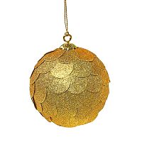 шар новогодний золотой с блестящими чешуйками paper ball, 10 см в Томске