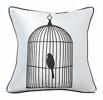 подушка с птичкой в клетке birdie in a cage white в Томске