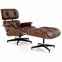 кресло eames style lounge chair & ottoman premium коричневое в Томске