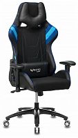игровое кресло бюрократ бюрократ viking 4 aero, обивка: искусственная кожа, цвет: иск.кожа черная/ткань черная 26-28/сетка синяя(tw-10)-голубая(tw-55)-серая(tw-12) в Томске
