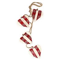 гирлянда новогодняя подвесная сердца в красную полоску со снежинками christmas hearts, 60 см в Томске