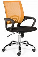 кресло компьютерное спринг(orange - black) база хром / оранжевая сетка / черная ткань в Томске