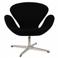 кресло arne jacobsen style swan chair черная шерсть в Томске