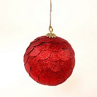 шар новогодний красный с блестящими чешуйками paper ball, 10 см в Томске