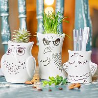 горшки для растений eco совы, 3 шт в Томске