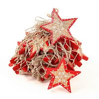 набор елочных украшений звезда деревянная с красным ободком christmas stars, 30 штук в Томске