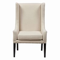 кресло мягкое с ушами белое nailhead fabric armchair в Томске