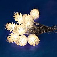 светодиодная гирлянда «шишки» 280см белая (09582) uniel uld-s0280-020/dta warm white ip20 pine cones в Томске