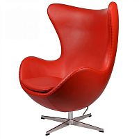 кресло arne jacobsen style egg chair кожа красное в Томске