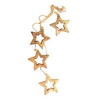 гирлянда новогодняя подвесная звезды деревянные с отверстием wooden stars, 65 см в Томске