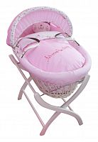 колыбель-переноска gift wicker moses basket белая, розовое белье в Томске