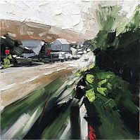картина маслом зеленая улица в Томске