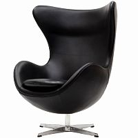 кресло с подлокотниками arne jacobsen style egg chair черное в Томске