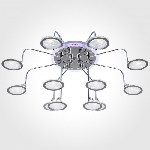 потолочная люстра eurosvet spider 80109/12 хром/синий+фиолетовый в Томске