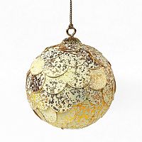 шар новогодний золотой с мраморными чешуйками paper ball, 10 см в Томске