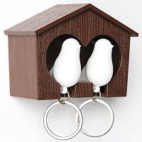 держатель+брелок для ключей двойной sparrow коричневый-белый в Томске