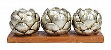 подсвечник сеербряный на 3 свечи на подставке шишки fir cone, 28 см в Томске