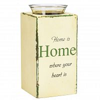 подсвечник деревянный бежевый со стеклом дом там, где сердце provence white, 18 см в Томске