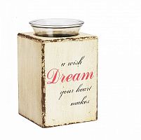 подсвечник деревянный бежевый со стеклом мечта твоего сердца provence cream, 15 см в Томске