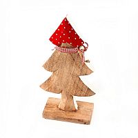 украшение новогоднее ель деревянная красная в горошек love tree, 28х12х6 см в Томске