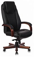 кресло для руководителя бюрократ бюрократ t-9923 walnut, обивка: натуральная кожа, цвет: кожа (black) в Томске