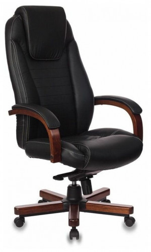 кресло для руководителя бюрократ бюрократ t-9923 walnut, обивка: натуральная кожа, цвет: кожа (black) в Томске