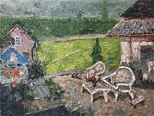 картина маслом во дворе в Томске